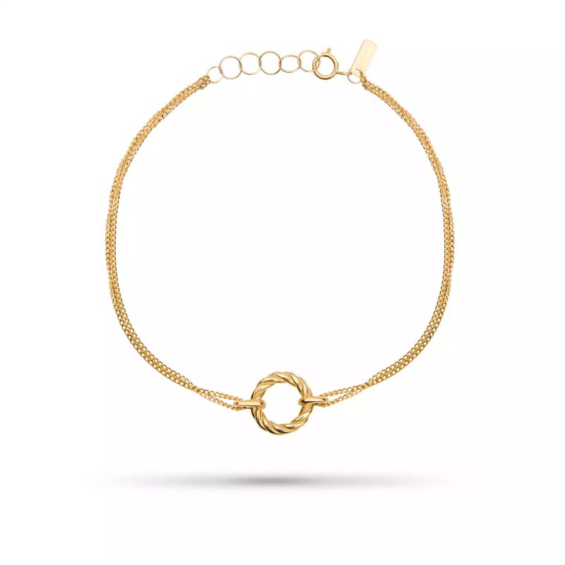 دستبند طلا یورمن با زنجیر دو رج کارتیه-کاماپرس